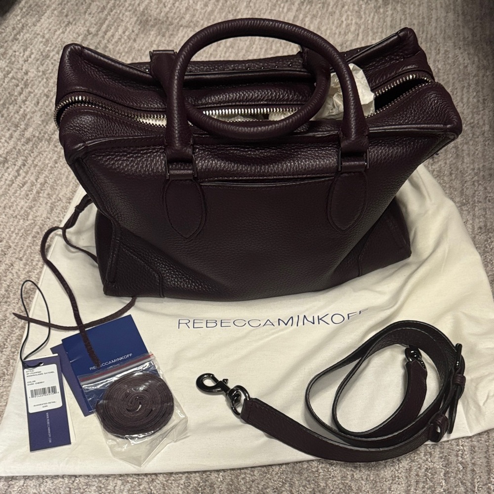 Rebecca Minkoff Leather Moonwalking satchel in Dark Cherry